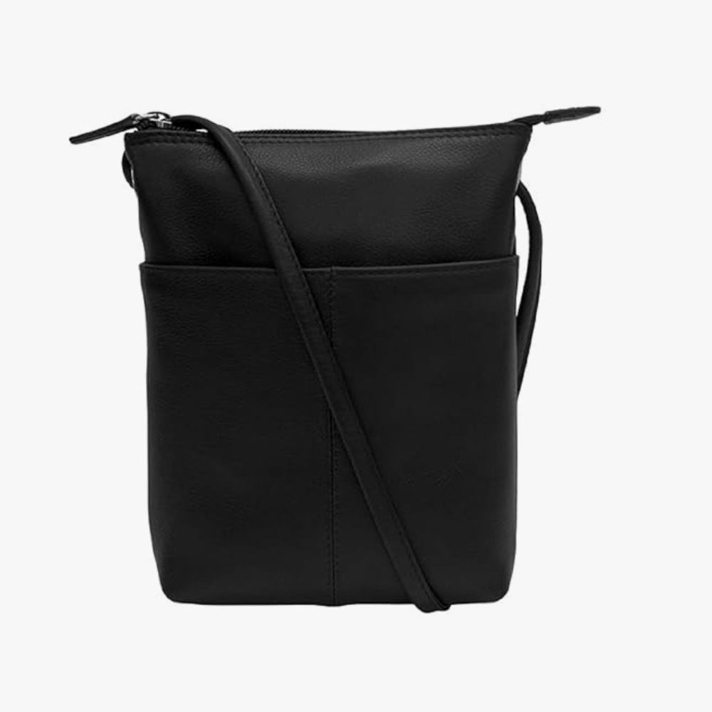 ili New York Leather Mini Sac Crossbody Bag Black Leather RFID Blocking